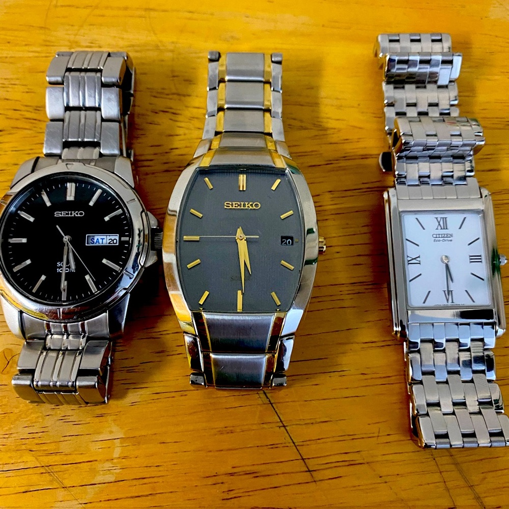 Two Seikos and Citizen